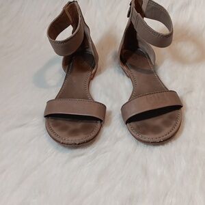 Frye Carson Ankle Zip All Leather Sandal Grey Sz 9